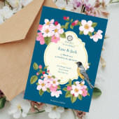 Elegante Chinoiserie Floral Bird Einladung zur Hoc