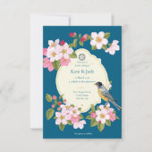 Elegante Chinoiserie Floral Bird Einladung zur Hoc (Vorderseite)