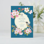 Elegante Chinoiserie Floral Bird Einladung zur Hoc (Stehend Vorderseite)