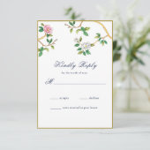 Elegante Chinoiserie Floral RSVP Card (Stehend Vorderseite)