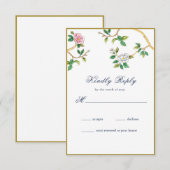 Elegante Chinoiserie Floral RSVP Card Karte (Vorne/Hinten)