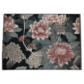 Elegante Chinoiserie Florals Gray Raspberry Große Geschenktüte (Vorderseite)