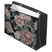 Elegante Chinoiserie Florals Gray Raspberry Große Geschenktüte (Vorderseite Schrägansicht)