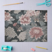 Elegante Chinoiserie Florals Gray Raspberry Seidenpapier (Basteln)