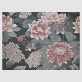 Elegante Chinoiserie Florals Gray Raspberry Seidenpapier
