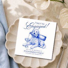Elegante Chinoiserie Golden Doodle Verlobung Serviette