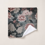 Elegante Chinoiserie Gray and Raspberry Florals Badhandtuch Set (Waschlappen)