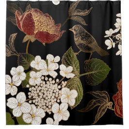 Elegante Chinoiserie Inspiriert Blumenblumen Duschvorhang