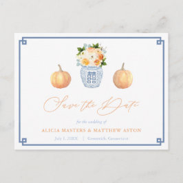 Elegante Chinoiserie Pumpkins Wedding Save the Dat Postkarte