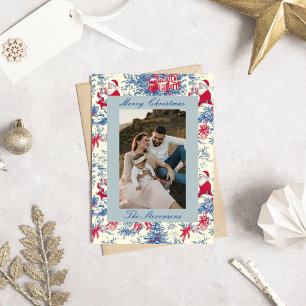Elegante Chinoiserie Toile De Jouy Foto Weihnachte Feiertagskarte