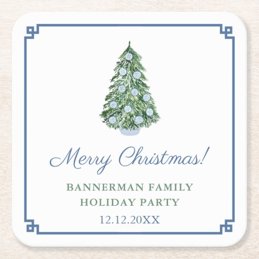 Elegante Chinoiserie Weihnachtsbaum Rechteckiger Pappuntersetzer (Vorderseite)