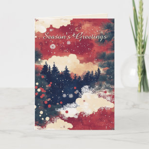 Elegante Chiyogami Snow Scene Weihnachtskarte Karte