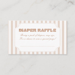 Elegante Choco-Braun gestreifte Diaper-Raffle Begleitkarte