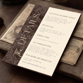 Elegante Chocolate Mocha Wedding Details Card Begleitkarte