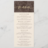 Elegante Chocolate Mocha Wedding Menükarte (Vorderseite)