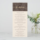 Elegante Chocolate Mocha Wedding Menükarte (Stehend Vorderseite)