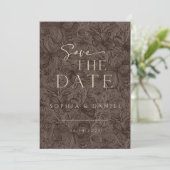 Elegante Chocolate Mocha Wedding Save The Date (Stehend Vorderseite)