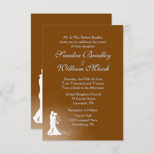 Elegante Chocolate Wedding Einladung (Vorne/Hinten)