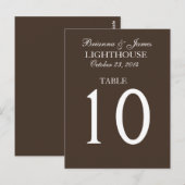 Elegante Chocolate White Wedding Tischnummer Card (Vorne/Hinten)