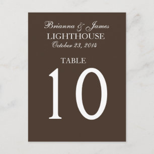 Elegante Chocolate White Wedding Tischnummer Card