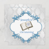 ELEGANTE CHRISTENENDE BABY BOY INVITATION EINLADUNG (Vorne/Hinten)