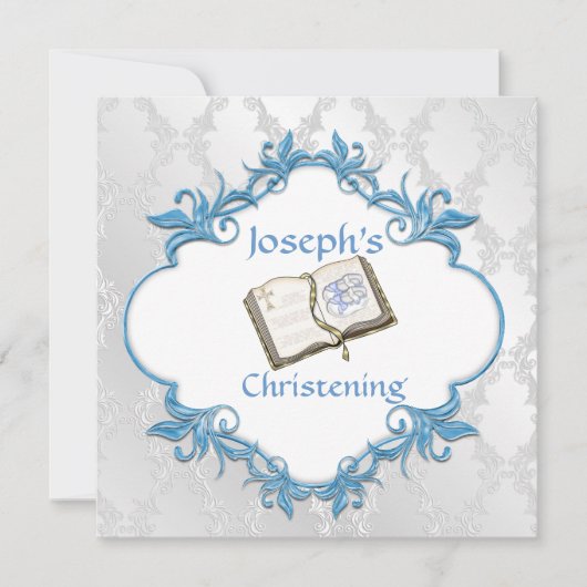 ELEGANTE CHRISTENENDE BABY BOY INVITATION EINLADUNG (Vorderseite)
