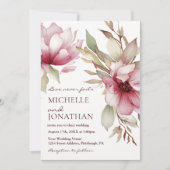 Elegante Christliche Blütenblütenhochzeit Einladung (Vorderseite)