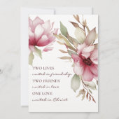 Elegante Christliche Blütenblütenhochzeit Einladung (Rückseite)