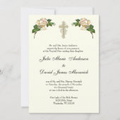 Elegante Christliche Cross Wedding Rings Katholisc Einladung (Vorderseite)