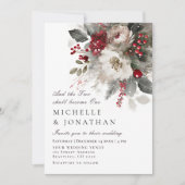 Elegante Christliche Hochzeit in Red Silver Einladung (Vorderseite)