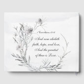 Elegante Christliche Hochzeit mit grauer Flora Gästebuch (Rückseite)