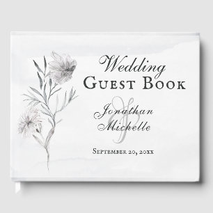 Elegante Christliche Hochzeit mit grauer Flora Gästebuch