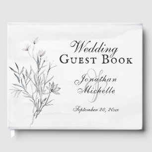Elegante Christliche Hochzeit mit grauer Flora Gästebuch