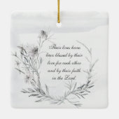 Elegante Christliche Hochzeit mit grauer Flora Keramikornament (Rückseite)