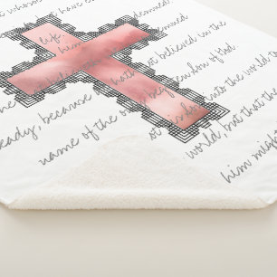 Elegante Christliche Rosa Kreuzschrift Verse Sherpadecke