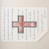 Elegante Christliche Rosa Kreuzschrift Verse Sherpadecke (Vorderseite (Horizontal))