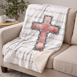 Elegante Christliche Rosa Kreuzschrift Verse Sherpadecke