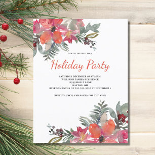 Elegante Christmal Floral Einladung Postkarte