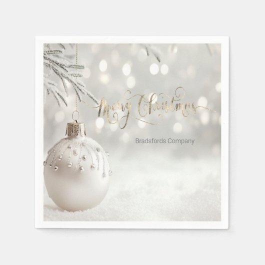 Elegante Christmas Ball White Bokeh Serviette (Vorderseite)