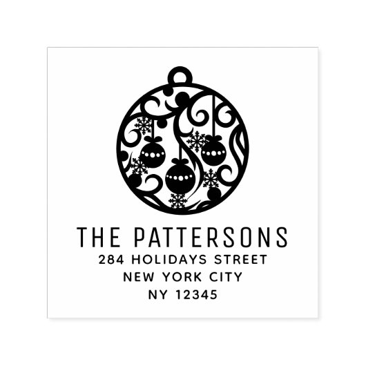 Elegante Christmas Bauble Name Rücksendeadresse Permastempel (Design)