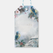 Elegante Christmas Bluebirds und Music Ephemera Geschenkanhänger (Rückseite)