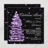Elegante Christmas Bokeh Tree Holiday Party Lila Einladung (Vorne/Hinten)