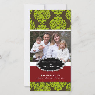 Elegante Christmas Brown Damask Feiertagskarte