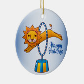Elegante Christmas Circus Lion Holidays Blue Keramik Ornament (Rechts)
