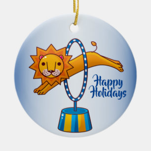 Elegante Christmas Circus Lion Holidays Blue Keramik Ornament