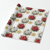 Elegante Christmas Floral Geschenkpapier (Ungerollt)