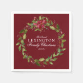 Elegante Christmas Floral Holly Wreath Serviette (Vorderseite)