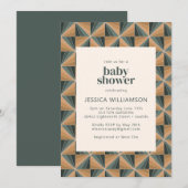 Elegante Christmas Geometric Green Baby Shower Einladung (Vorne/Hinten)