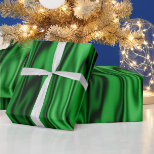 Elegante Christmas Green Imitats Satin Graphic Geschenkpapier