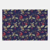 Elegante Christmas Holly Berry Eucalyptus Red Gold Geschenkpapier Set (Vorderseite)